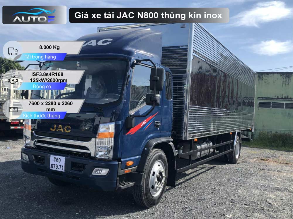 Giá xe tải Jac N800 thùng kín inox (8 tấn)